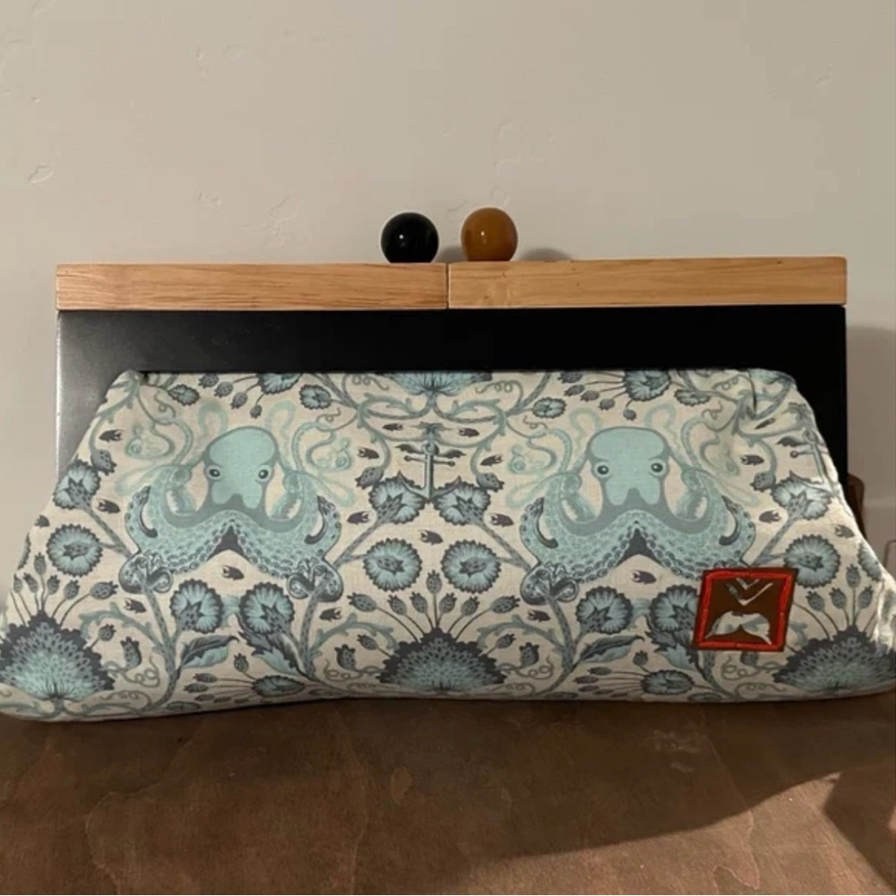 Salt Designs Octopus Print Clutch with Wooden Frame